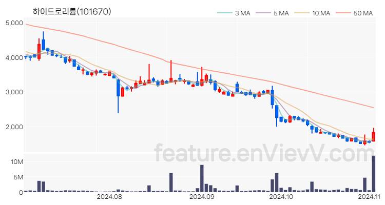 [특징주] 하이드로리튬 주가와 차트 분석 2024.11.04
