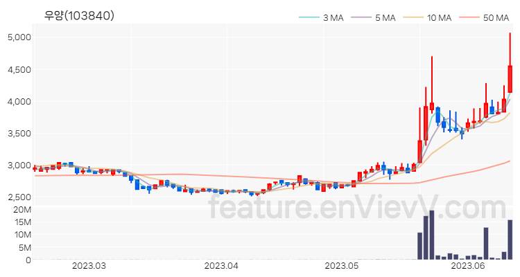 [특징주] 우양 주가와 차트 분석 2023.06.14