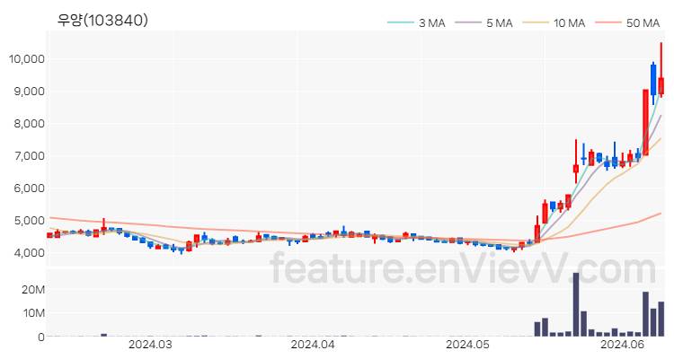 [특징주 분석] 우양 주가 차트 (2024.06.11)