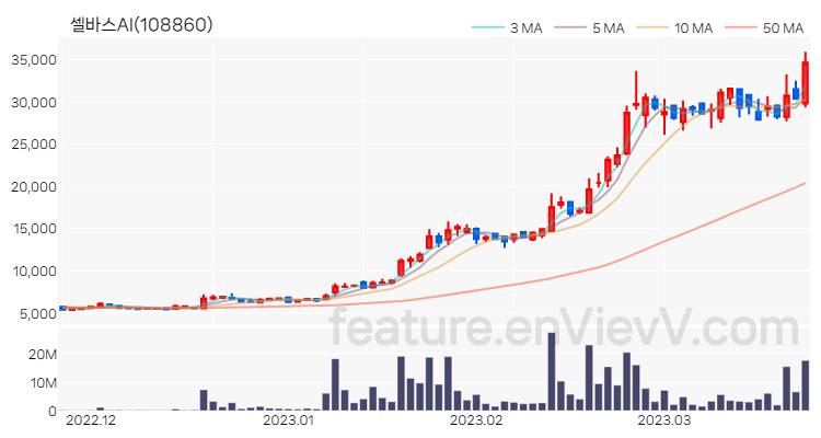 [특징주 분석] 셀바스AI 주가 차트 (2023.03.23)