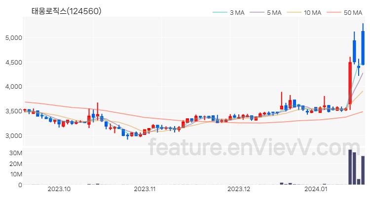 [특징주 분석] 태웅로직스 주가 차트 (2024.01.17)