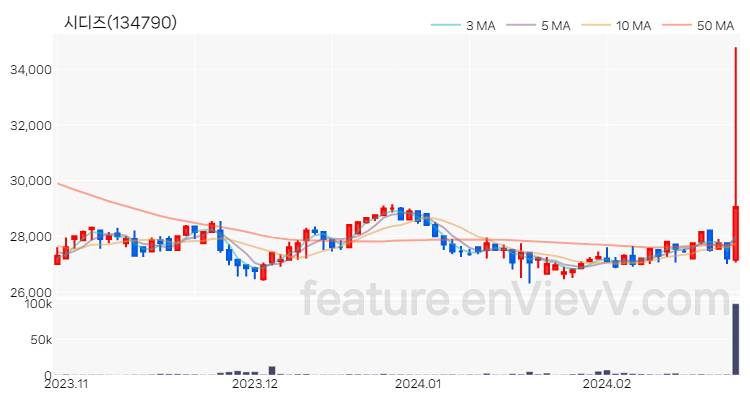 [특징주 분석] 시디즈 주가 차트 (2024.02.26)