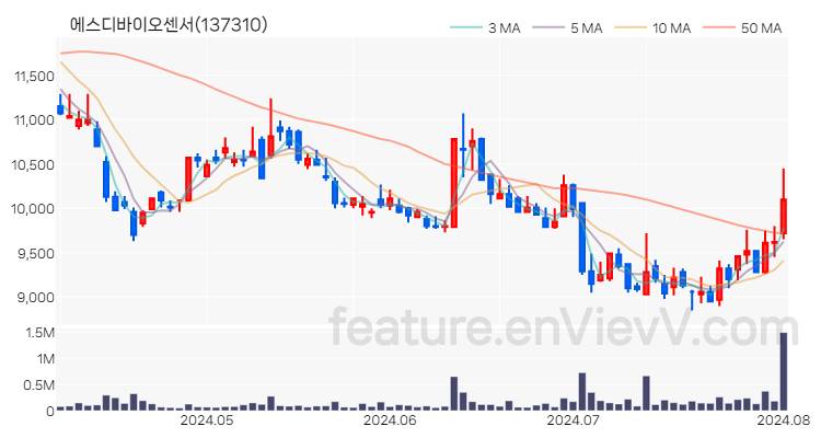 [특징주 분석] 에스디바이오센서 주가 차트 (2024.08.02)