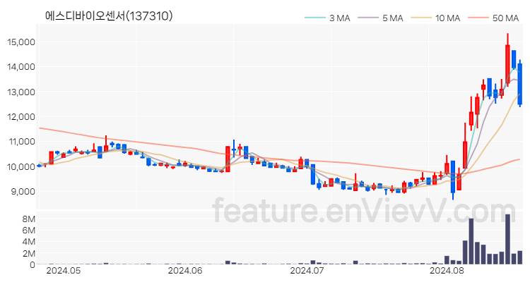 [특징주 분석] 에스디바이오센서 주가 차트 (2024.08.21)