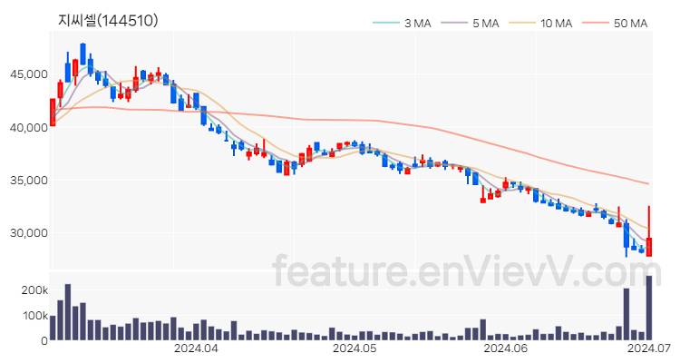 [특징주 분석] 지씨셀 주가 차트 (2024.07.01)