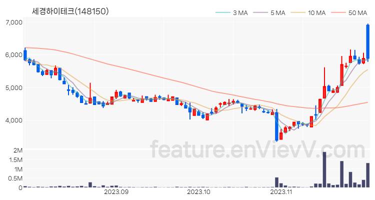 [특징주] 세경하이테크 주가와 차트 분석 2023.11.29
