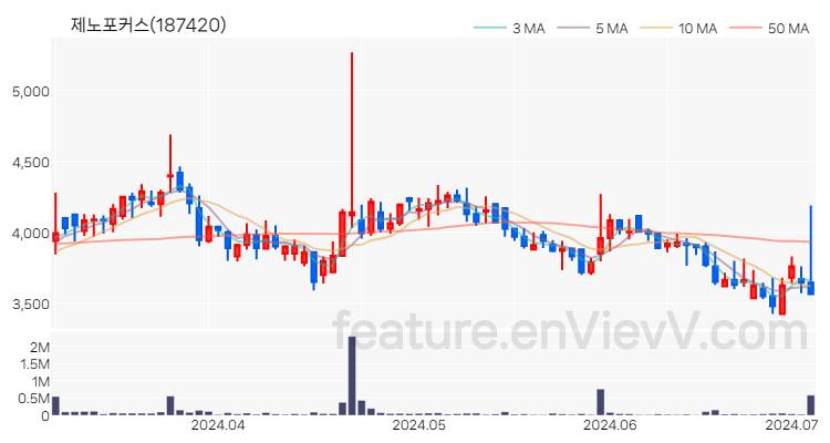 [특징주 분석] 제노포커스 주가 차트 (2024.07.03)