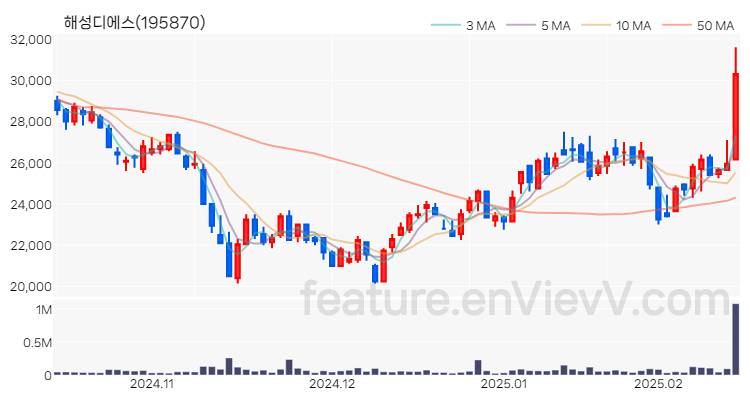 [특징주 분석] 해성디에스 주가 차트 (2025.02.14)