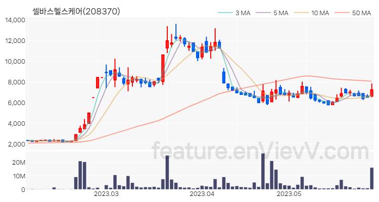 [특징주 분석] 셀바스헬스케어 주가 차트 (2023.05.31)