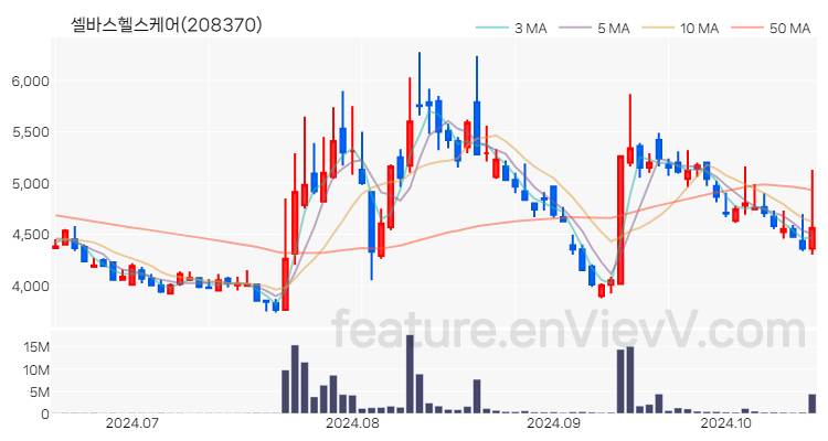[특징주 분석] 셀바스헬스케어 주가 차트 (2024.10.17)