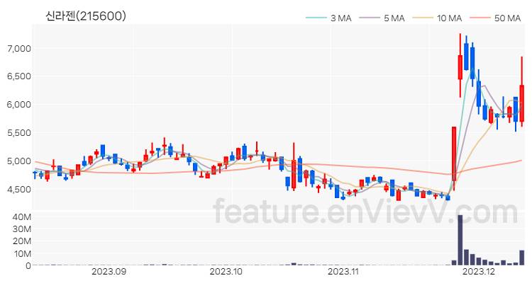 [특징주 분석] 신라젠 주가 차트 (2023.12.12)