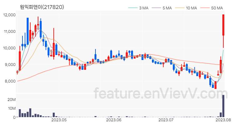 [특징주] 원익피앤이 주가와 차트 분석 2023.08.02