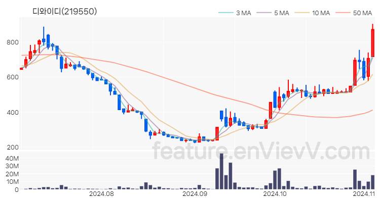 [특징주] 디와이디 주가와 차트 분석 2024.11.05