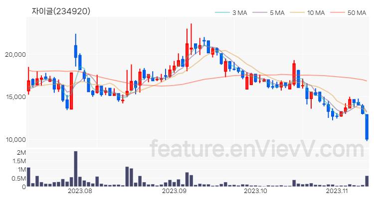 [특징주] 자이글 주가와 차트 분석 2023.11.10