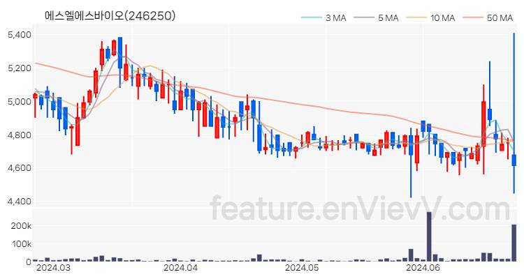 [특징주] 에스엘에스바이오 주가와 차트 분석 2024.06.25
