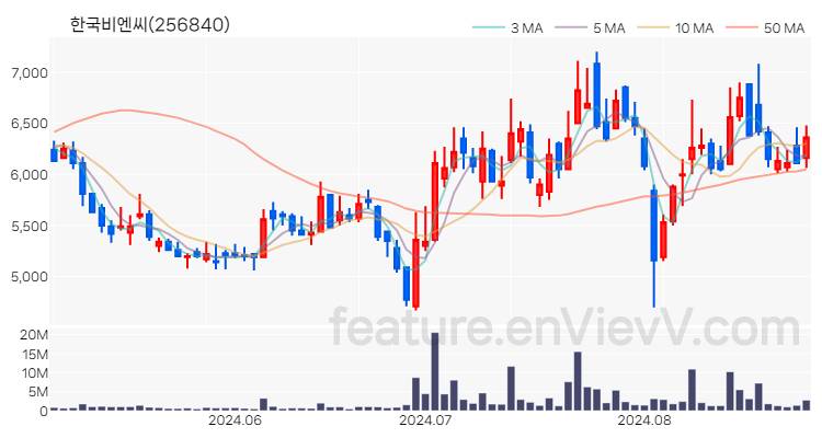 [특징주] 한국비엔씨 주가와 차트 분석 2024.08.28