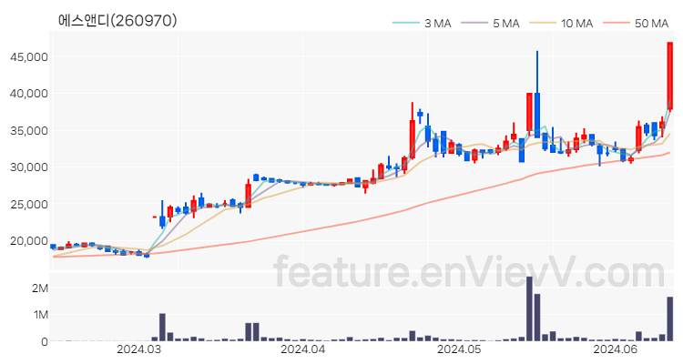 [특징주] 에스앤디 주가와 차트 분석 2024.06.13