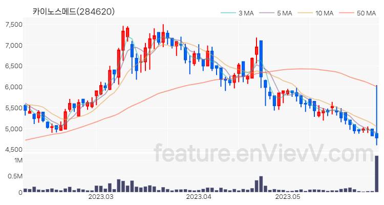 [특징주 분석] 카이노스메드 주가 차트 (2023.06.01)