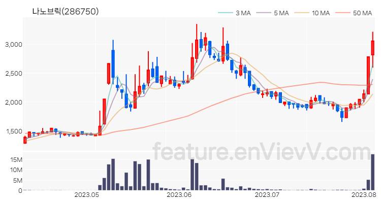 [특징주] 나노브릭 주가와 차트 분석 2023.08.04