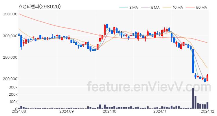 [특징주] 효성티앤씨 주가와 차트 분석 2024.12.02