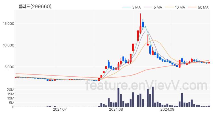 [특징주 분석] 셀리드 주가 차트 (2024.09.30)