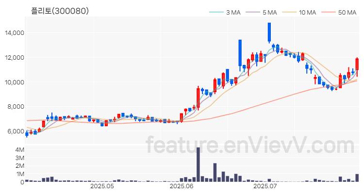 [특징주 분석] 플리토 주가 차트 (2025.08.01)