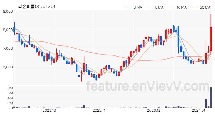 [특징주 분석] 라온피플 주가 차트 (2024.01.09)