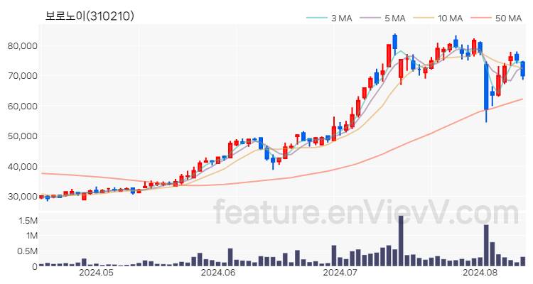 [특징주] 보로노이 주가와 차트 분석 2024.08.13