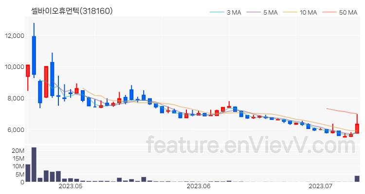 [특징주 분석] 셀바이오휴먼텍 주가 차트 (2023.07.11)