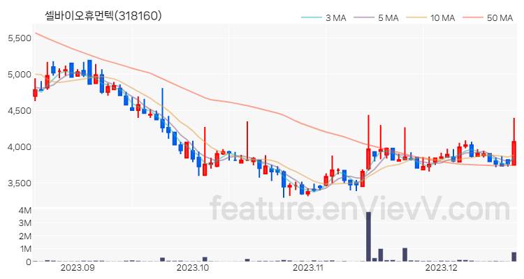 [특징주 분석] 셀바이오휴먼텍 주가 차트 (2023.12.19)