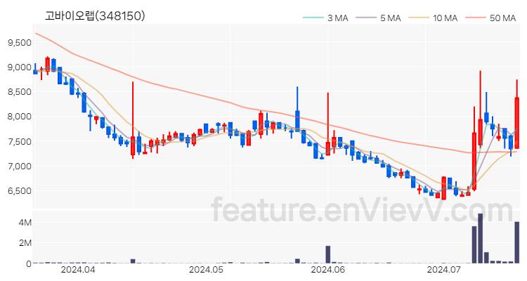 [특징주 분석] 고바이오랩 주가 차트 (2024.07.17)