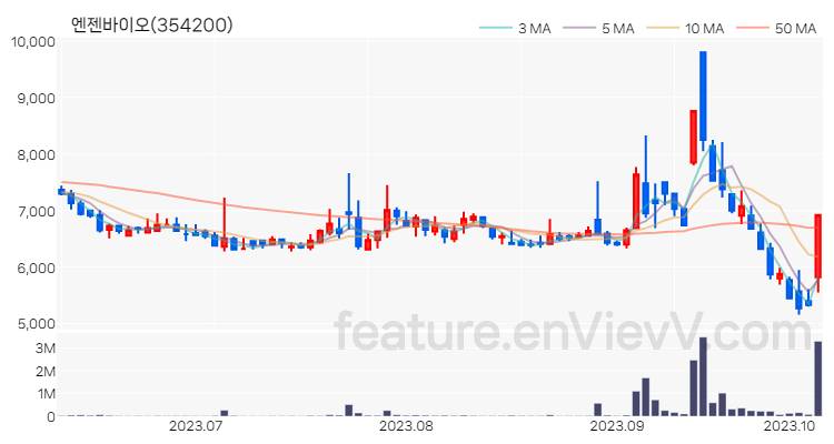 [특징주 분석] 엔젠바이오 주가 차트 (2023.10.10)