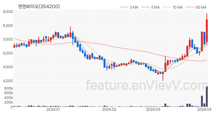 [특징주 분석] 엔젠바이오 주가 차트 (2024.04.03)