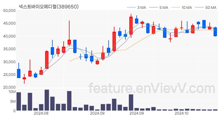 [특징주 분석] 넥스트바이오메디컬 주가 차트 (2024.10.16)