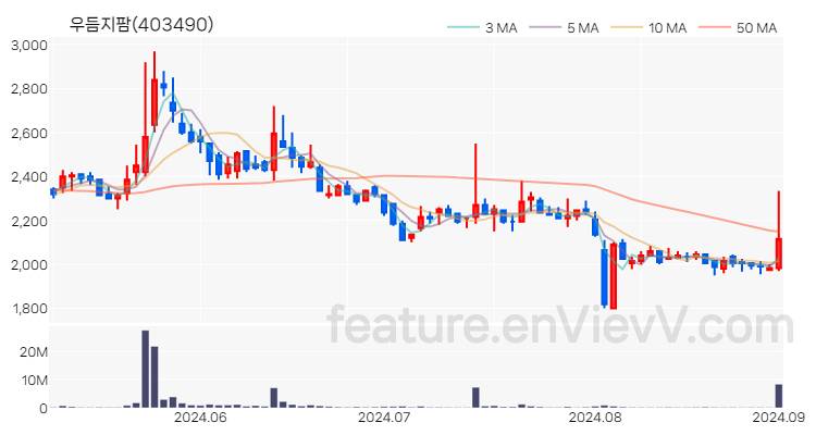 [특징주 분석] 우듬지팜 주가 차트 (2024.09.02)