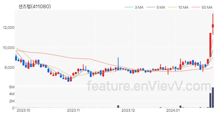 [특징주 분석] 샌즈랩 주가 차트 (2024.01.24)