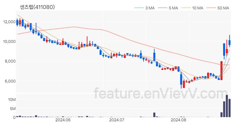 [특징주] 샌즈랩 주가와 차트 분석 2024.08.30