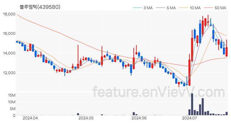 [특징주 분석] 블루엠텍 주가 차트 (2024.07.19)