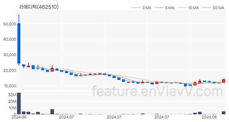 [특징주 분석] 라메디텍 주가 차트 (2024.08.16)