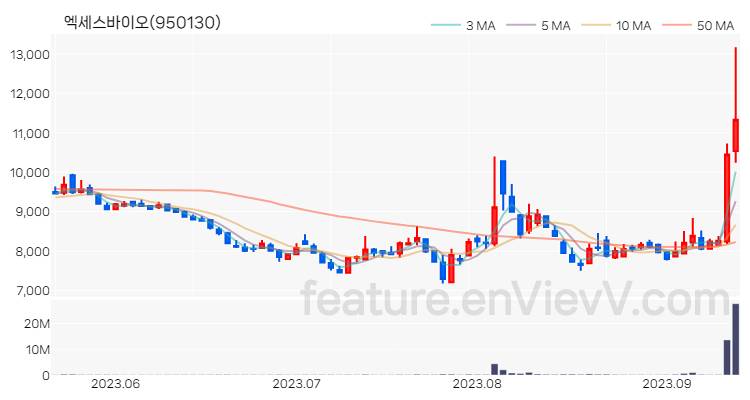 [특징주 분석] 엑세스바이오 주가 차트 (2023.09.13)